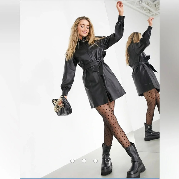 ASOS Dresses & Skirts - ASOS black leather belted dress size large